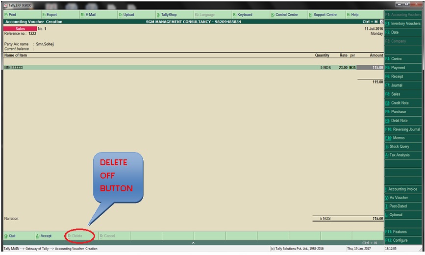 Delete Button Off Program